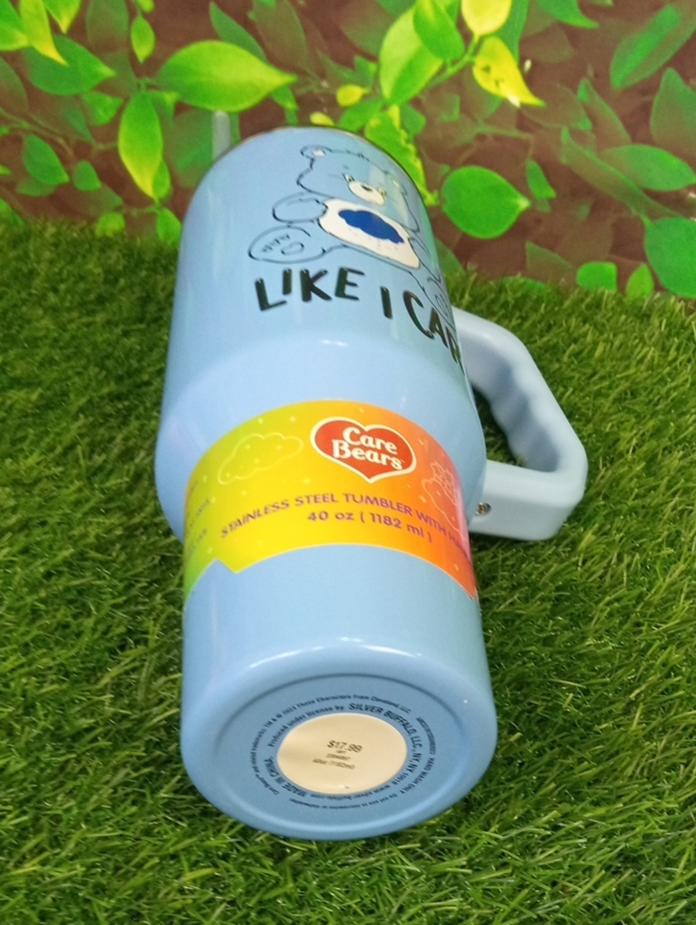 🏠 Care Bears Grumpy Bear "Like I Care" Blue Travel Mug with Straw - Picture 6 of 7